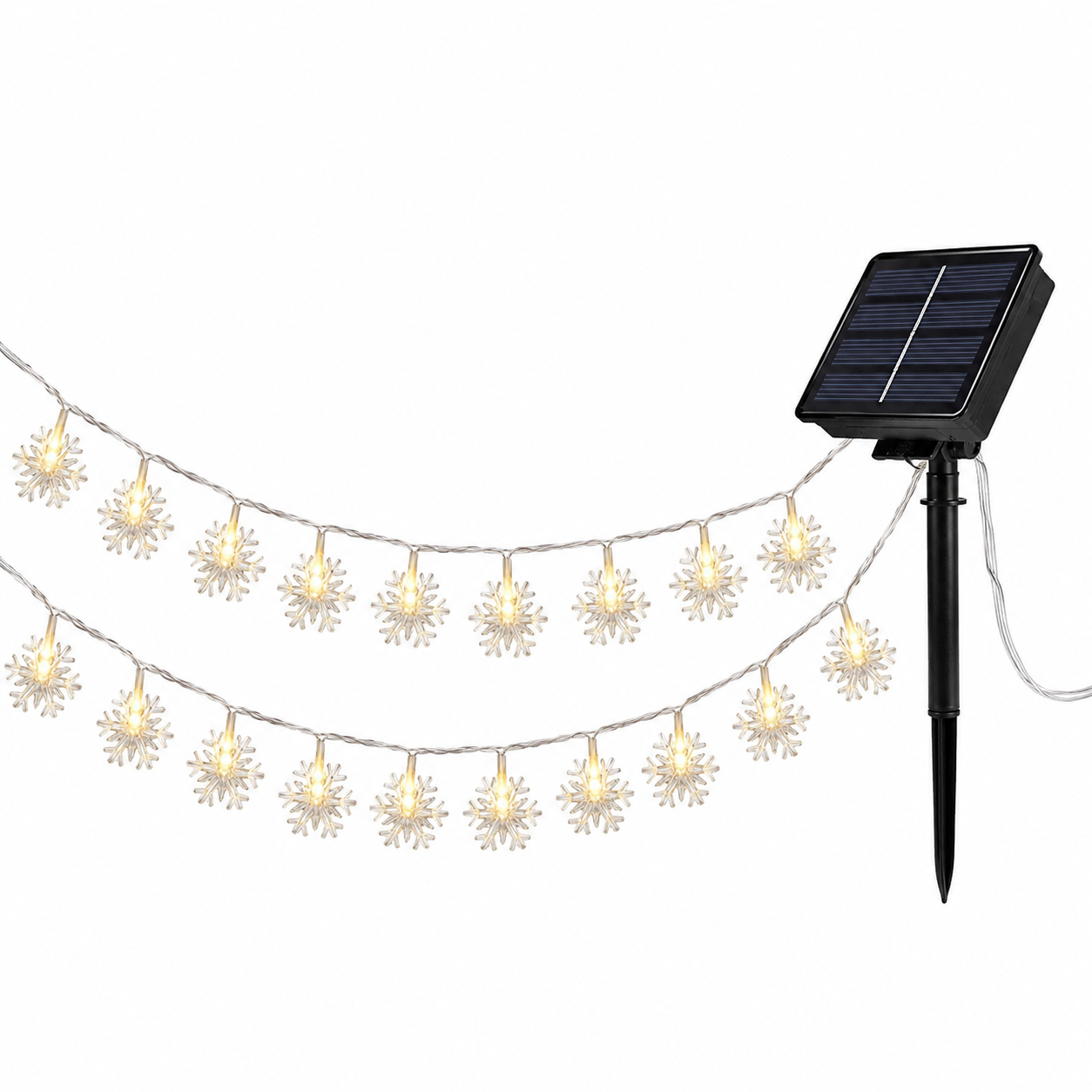 Solar Snowflake LED String Lights — Outdoor Christmas Fairy Lights