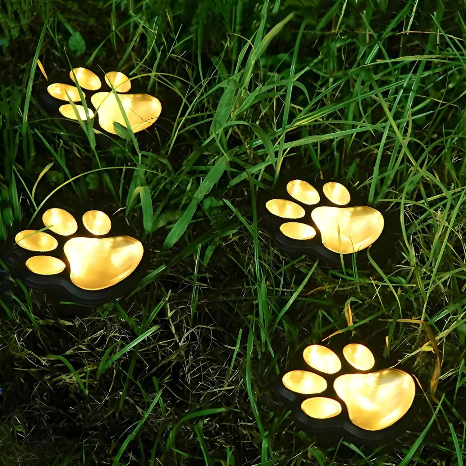 Solar Paw Print Garden Lights — Warm Outdoor Stake Lights
