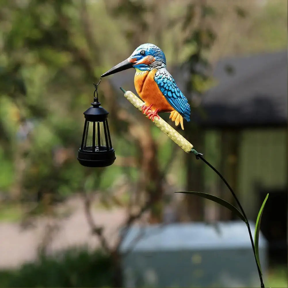 Solar Kingfisher Garden Light — Waterproof Stake Lantern